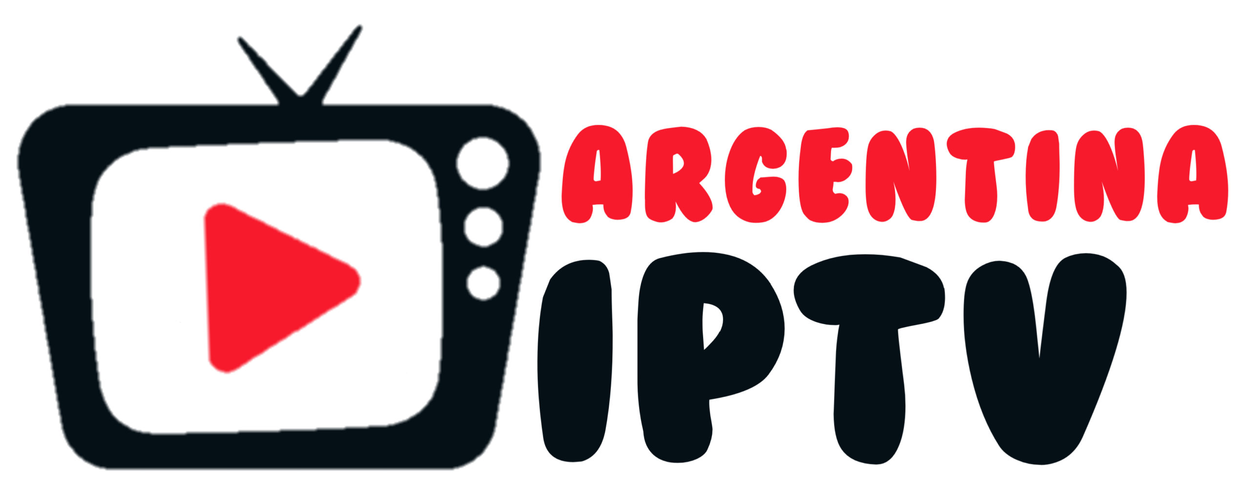 Red TV icon with a play symbol and three buttons, next to the words ARGENTINA IPTV in bold white and red letters, highlights the vibrant look of an Argentina IPTV service.